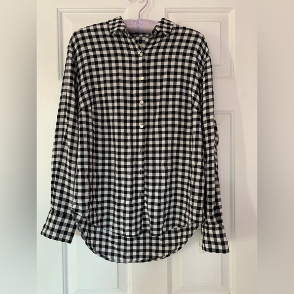 SOLD AS A FREE ITEM Women’s Black & White Plaid Shirt | Button Down | Size Small - Picture 4 of 13